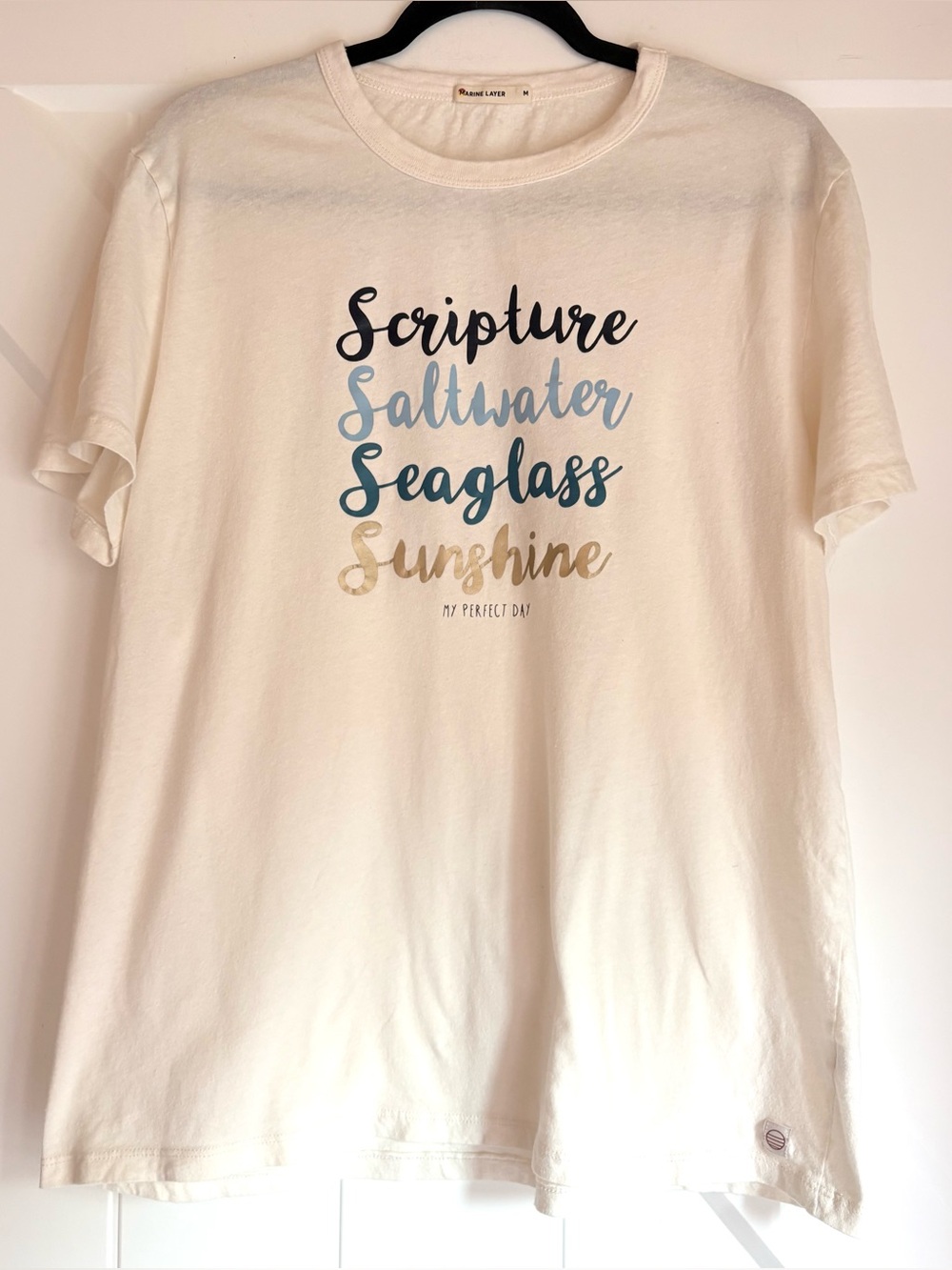 Marine Layer Scripture Saltwater Seaglass Sunshine Tee M